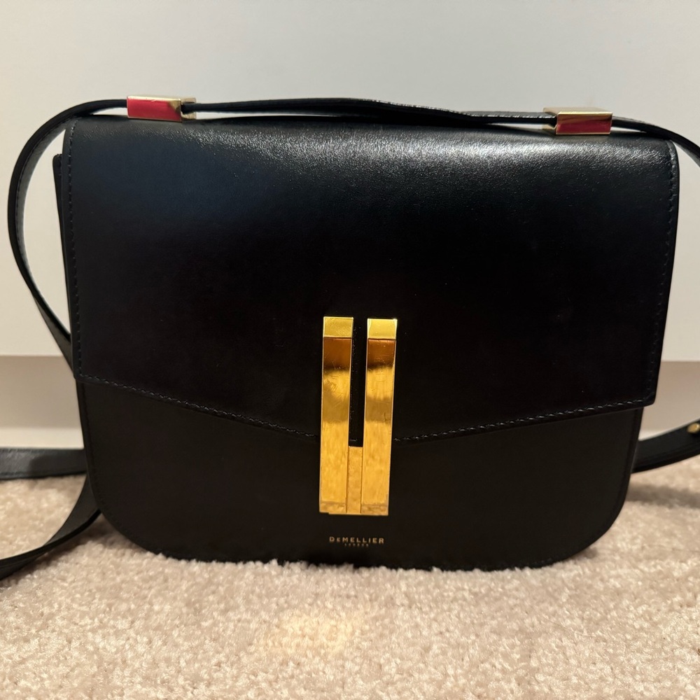 DeMellier Black Crossbody Bag with Gold Accents